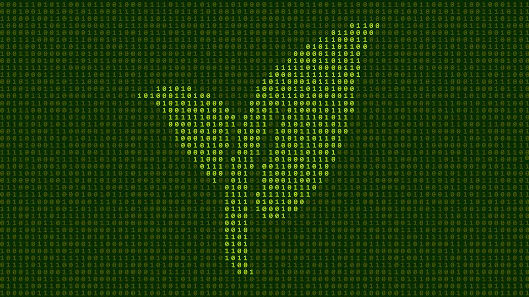 Die Experten stünden bereit Illustration: Pflanze mit Binärcodes im Hintergrund