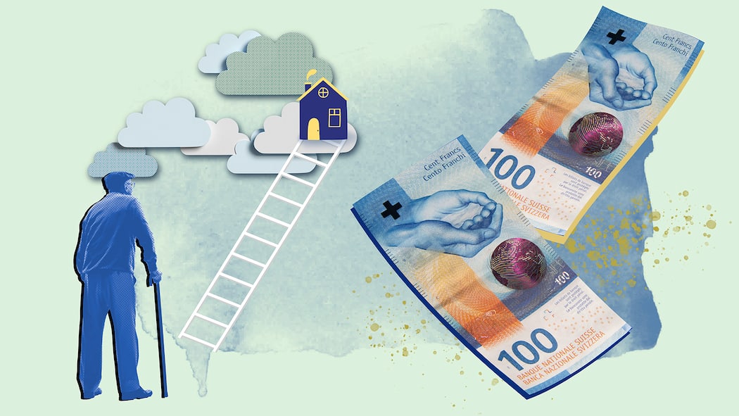 Für das Leben im Pflegeheim reicht die Rente fast nie Illustration Heimkosten mit verschiedenen Bildern zu den Kostenpunkten