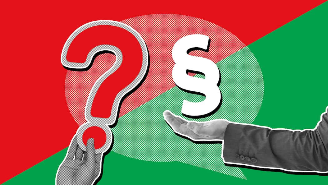 Jetzt Einzelberatung buchen Eine Fragezeichen und ein Paragrafenzeichen stehen vor einem rot-grünen Hintergrund. Wer Rat sucht, findet ihn beim Beobachter auch ohne ein Abo abzuschliessen. Buchen Sie ganz bequem einen Termin für eine Einzelberatung