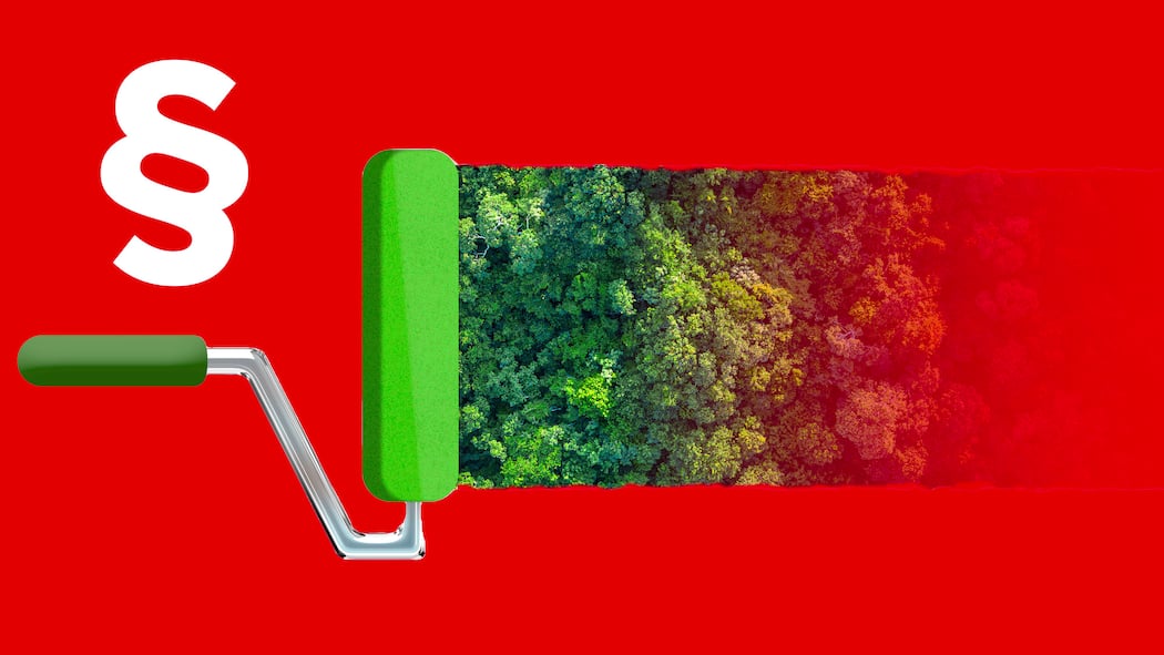 EU verbietet Greenwashing – und die Schweiz? Illustration von Greenwashing. Die EU will das mit neuen Richtlinien verbieten.