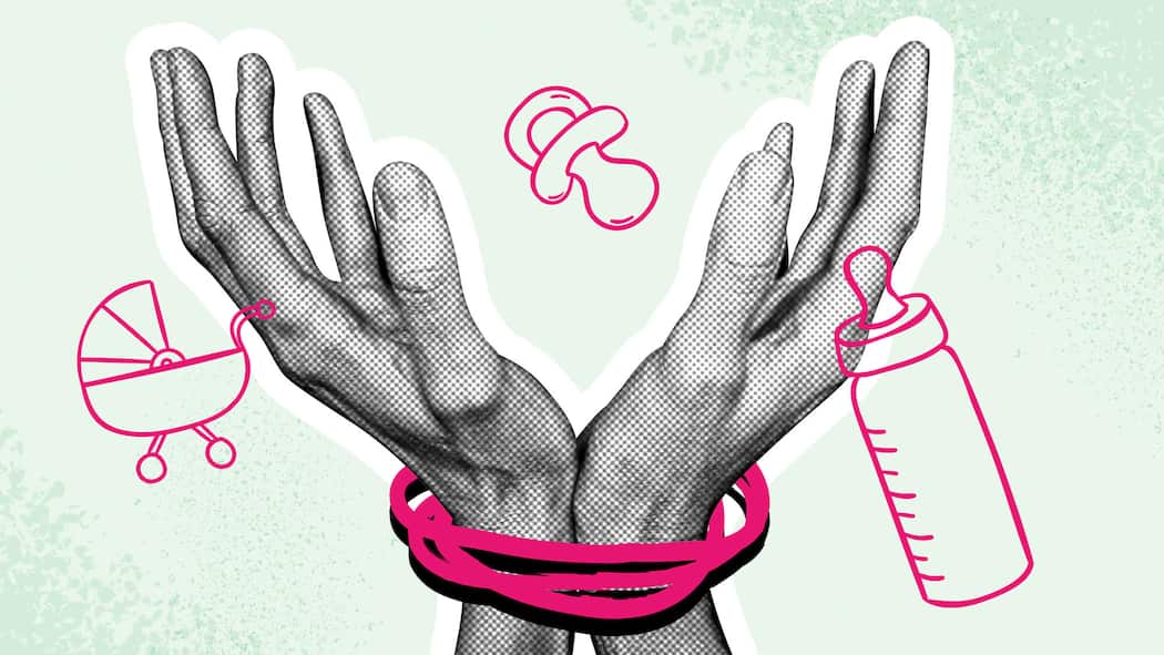 Was tut die Schweiz gegen Menschenhandel?  Was tut die Schweiz gegen Menschenhandel? Illustration von gebundenen Händen