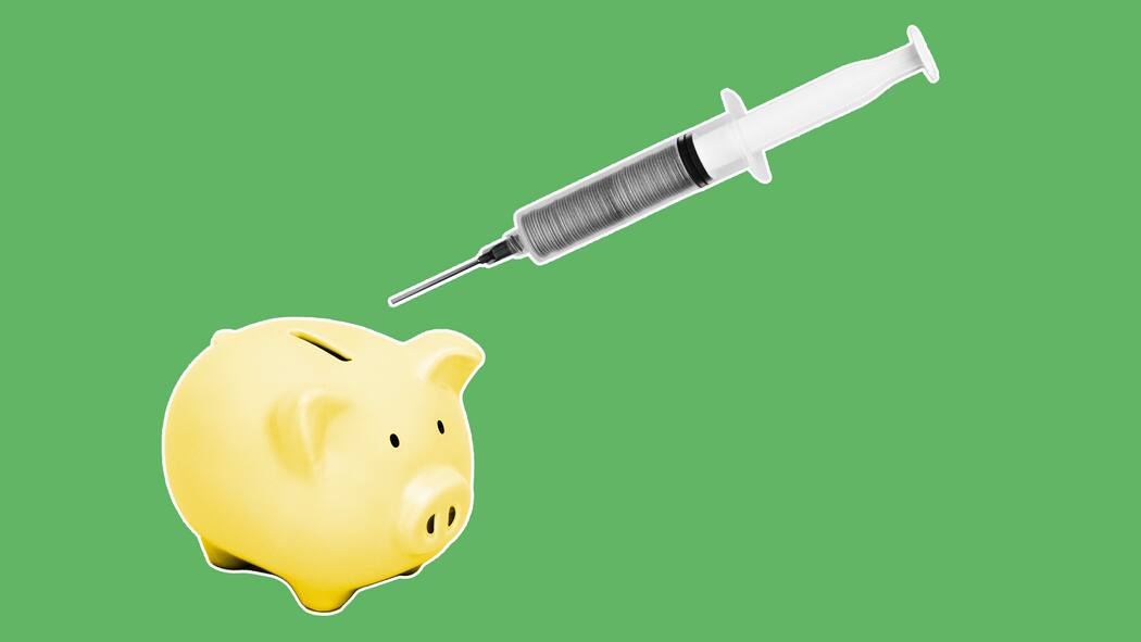 Rekordzahlung: 246 Millionen für Ärzte und Spitäler sparschwein mit spritze