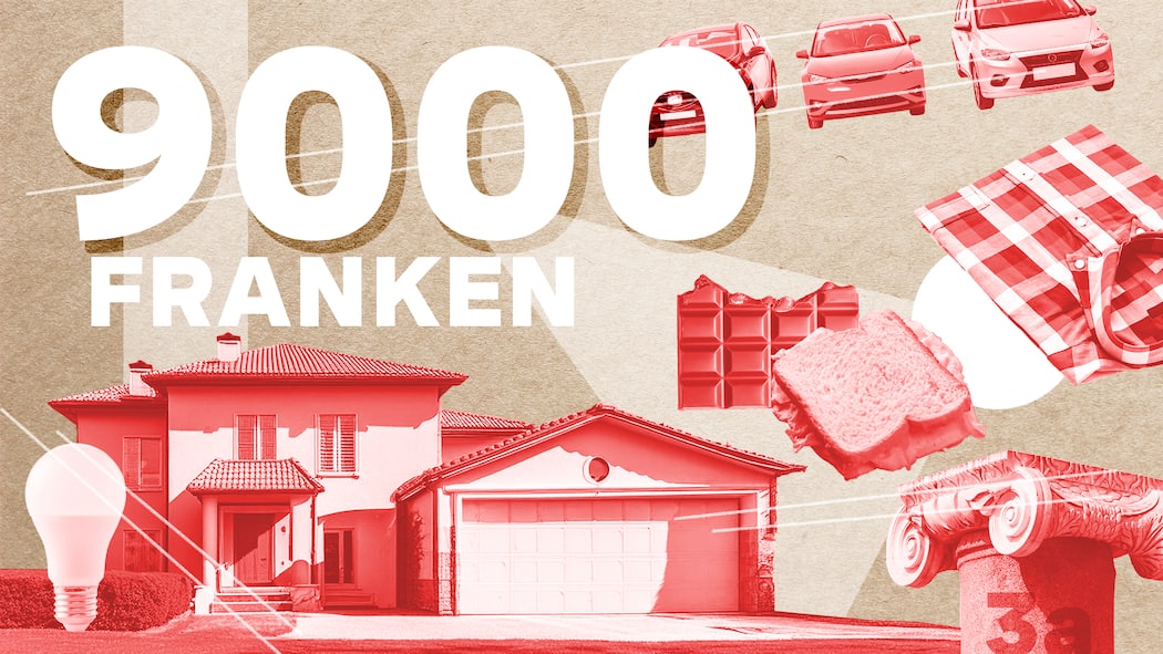 «Mein Haus habe ich vor zehn Jahren gekauft, für zwei Millionen Franken» Collage mit Zahl 9000 Franken - Für die Beobachter-Serie verraten Leute, was sie verdienen – und wofür sie ihr Geld ausgeben. Treuhänder Nicolas Peier zahlt fast 22’000 Franken Steuern