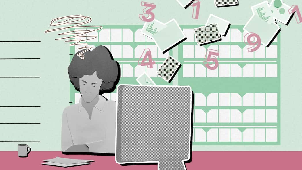 Welche Gesundheitskosten kann ich von den Steuern abziehen? Eine Person sitzt etwas ratlos und ungeduldig vor einem PC-Bildschirm, um sie herum schwirren Blätter und Zahlen. Beim Ausfüllen der Steuererklärung ist es auch möglich, Gesundheitskosten abzuziehen – selbst wenn man gar nicht krank war. So geht es