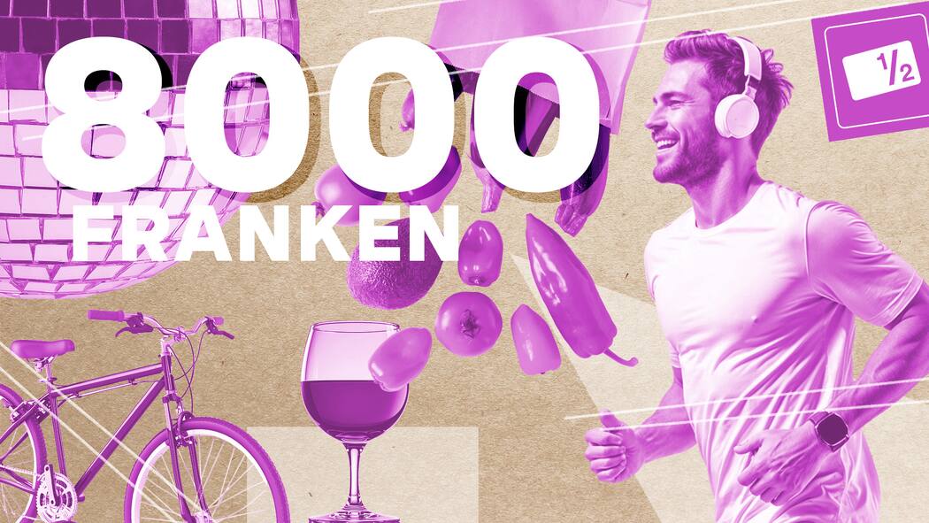 «20’000 Franken in die Vorsorge zahlen – kann ich mir leisten» Collage mit 8000 Franken Lohn und Jogger - Julian Kuhn hat einen Doktortitel in Geisteswissenschaften – und setzt sein Geld bewusst für Genuss, Gesundheit und gesellschaftliches Engagement ein. Für die Beobachter-Serie zeigt er sein Budget