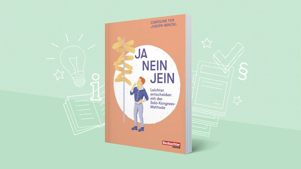 Die Qual der Wahl? Nicht mit dieser Technik Entscheidungshilfe und Perspektivenfinder, Illustration Buchseite "Ja Nein Jein"