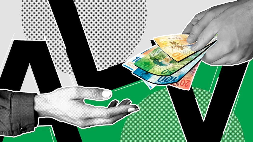 Bekomme ich Arbeitslosengeld? Eine ausgestreckte Hand hält diverse Schweizer Banknoten in der Hand und überreicht sie einer anderen Hand. Wer in der Schweiz arbeitslos wird, hat Anspruch auf Arbeitslosengeld. Doch was sind die Voraussetzungen dafür?