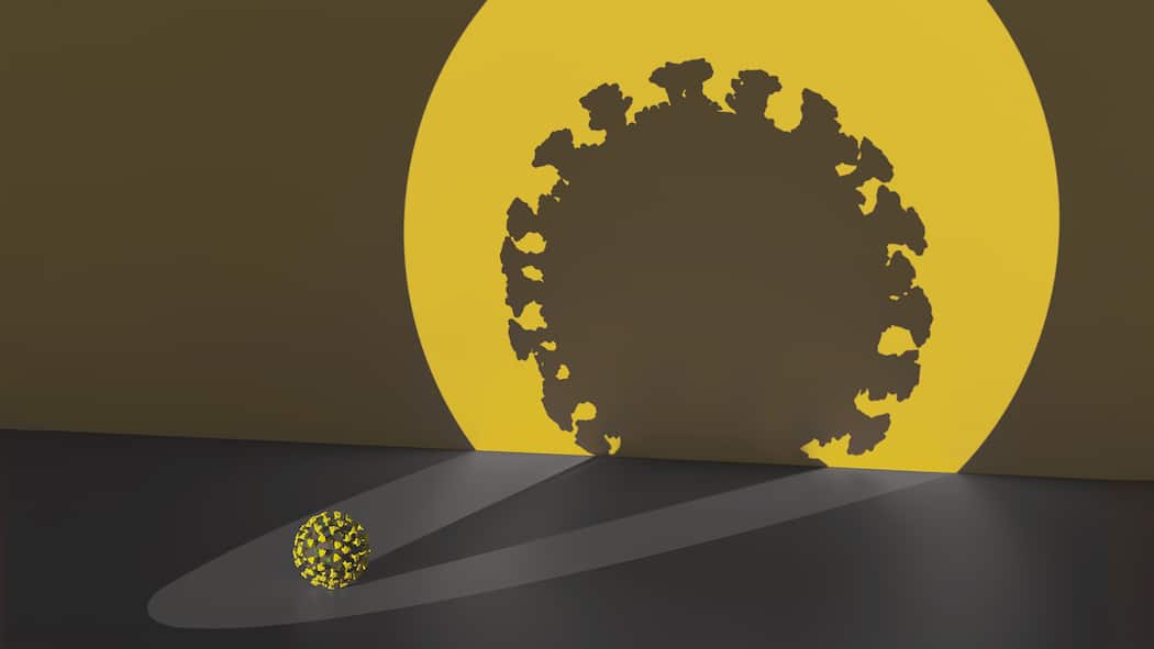 BAG erfasst Impfdurchbrüche nicht konsequent Illustration: Coronavirus im Scheinwerferlicht