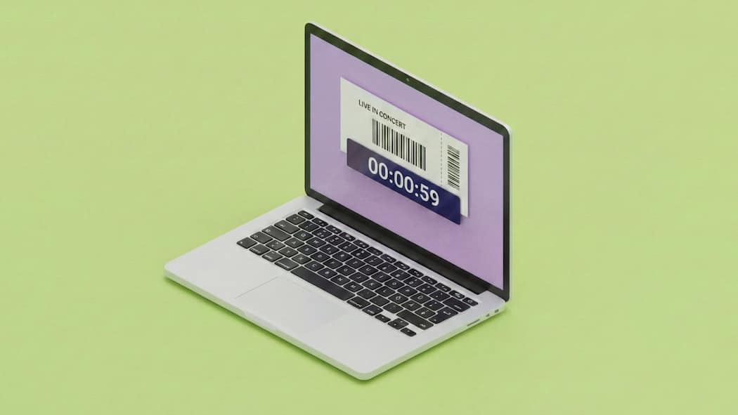 Mit diesen Tricks kassieren Ticketportale ab Laptop mit Countdown - Vier von fünf Online-Ticketbörsen nutzen sogenannte Dark Patterns, um Zusatzgebühren abzuzocken. Wer nicht aufpasst, zahlt drauf