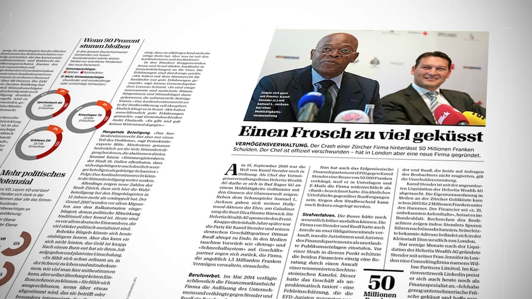 Millionenschaden mit Ansage Bericht des Beobachters im vergangenen März über Helvetia Wealth