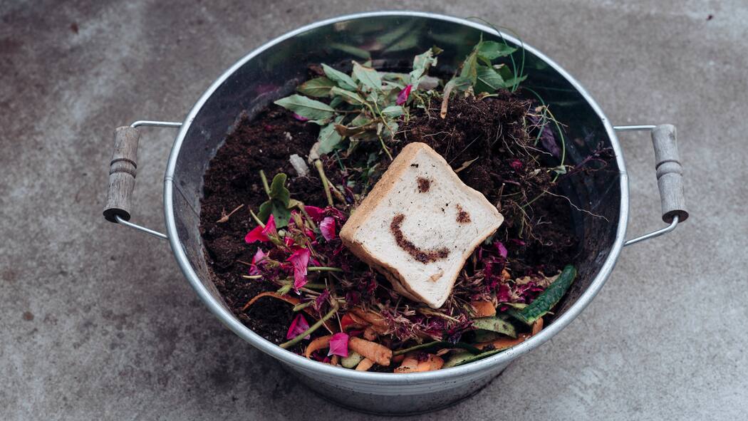 Grün genug für den Grünkübel? Küchen- und Gartenabfälle sind in einem Kessel zum Kompostieren bereit gemacht.