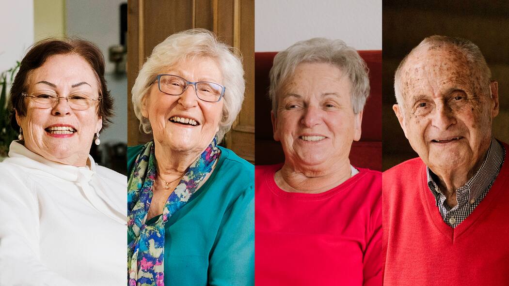 Vom planlosen Umgang der Schweiz mit älteren Menschen Leslie Schläpfer (68), Gerda Roth (83), Ruth Spahr (78) und Toni Kaiser (90) (v.l.n.r.)
