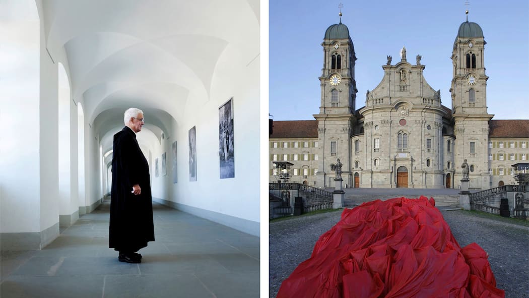 Zwischen Gott und der Welt Pater Lorenz; rechts: Kloster Einsiedeln, Welttheater 2007