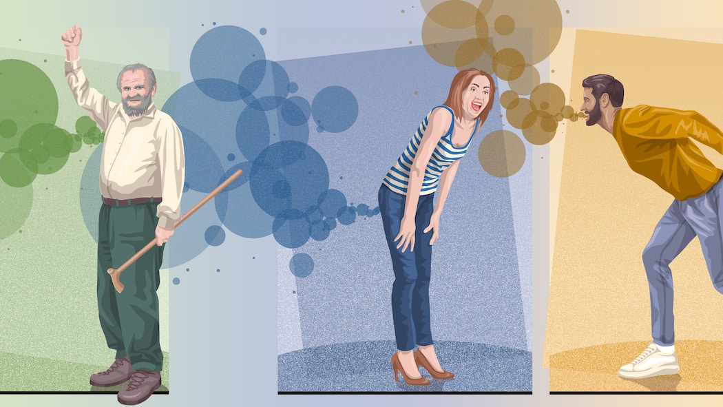 Von Schweissfüssen, Blähungen und Mundgeruch Illustration: Manche haben Achselschweiss, manche Blähungen und andere Mundgeruch