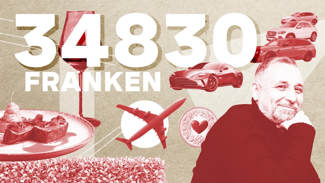 «Ich verdiene netto rund 34’830 Franken im Monat» Collage mit Mann, Flugzeug, Essen und Autos - Wirtschaftsinformatiker Kaspar Hess arbeitet als Verkaufsleiter in einer internationalen IT-Firma. Mit seiner Familie lebt er «luxuriös, aber nicht unvernünftig». Für die Beobachter-Serie legt er sein Budget offen
