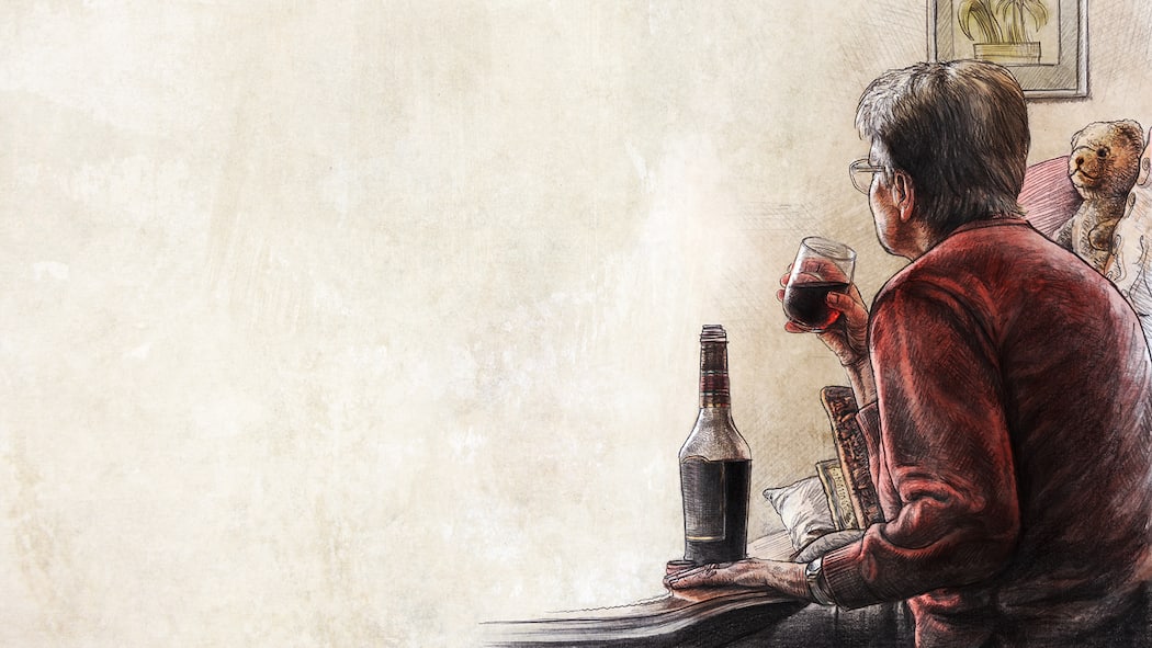 Grand Marnier gegen die Einsamkeit Illustration: Alkoholismus im Alter