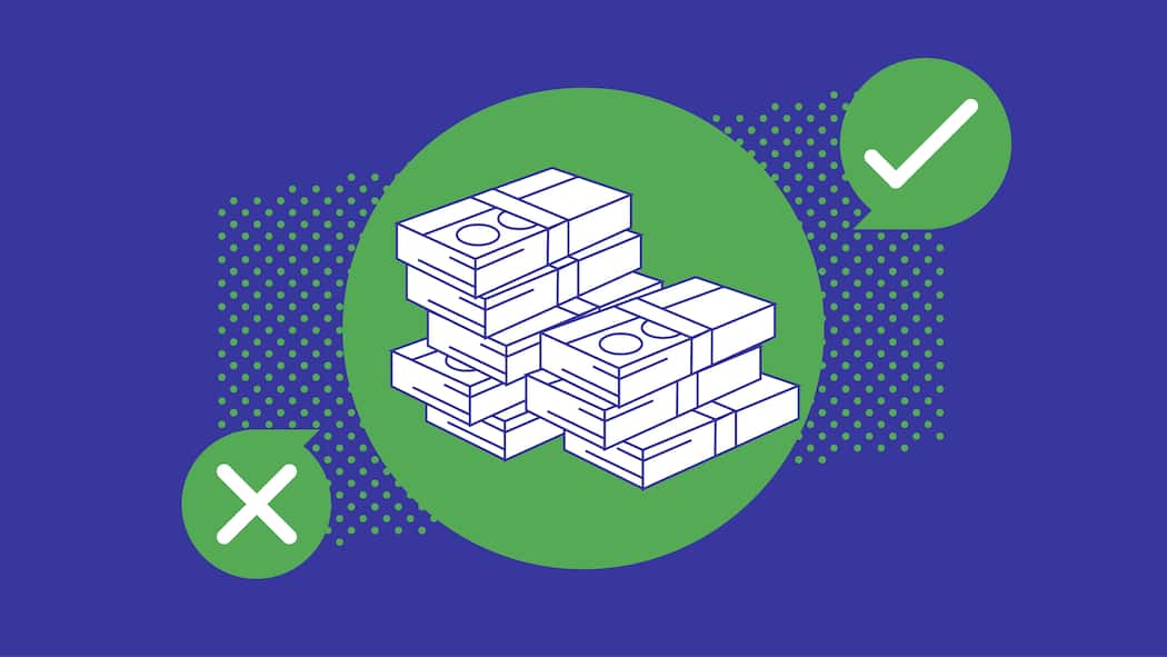 Checken Sie mit diesem Tool, ob Sie Anspruch auf die 13. AHV-Rente haben Illustration mit Geldbündel und Checkmark - Der Be-O-Mat liefert eine persönliche Antwort auf Ihre Fragen. Etwa ob Sie berechtigt sind, die 13. AHV-Rente zu erhalten, und wie sich diese berechnet