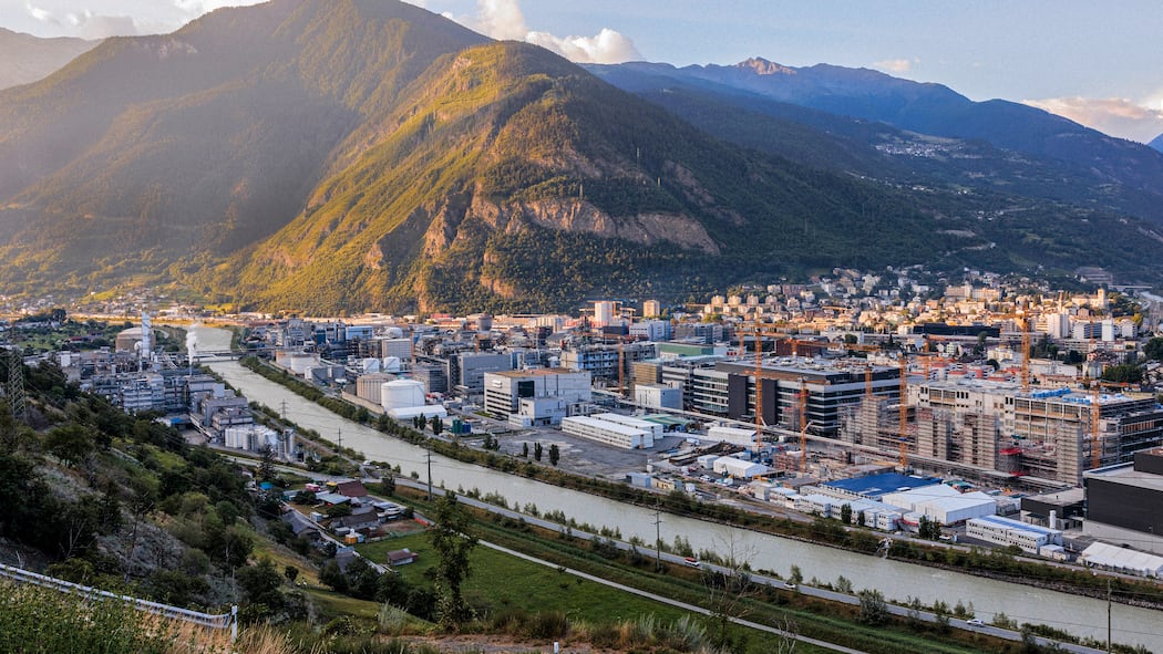 Die Turbo-Town Blick auf Visp