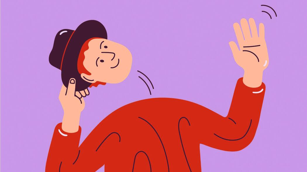 Grüsse aus dem Grüezi-Gürtel Illustration eines Mannes mit abnehmbarem Kopf