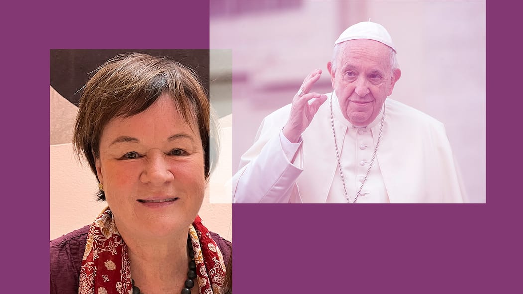 «Auf dem Spiel steht die Glaubwürdigkeit der Kirche» Bildmontage: Theologin und Prix-Courage-Trägerin Monika Schmid, Papst Franziskus