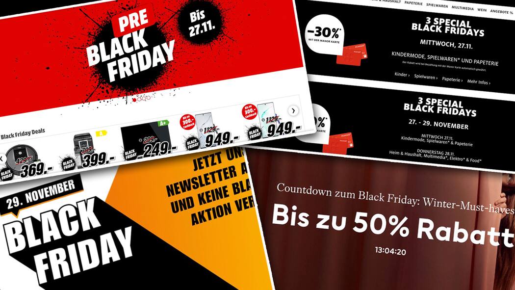 «Wir sind keine fremdgesteuerten Marionetten, die auf jede Werbung reinfallen» Screenshots von diversen Black Friday Angeboten