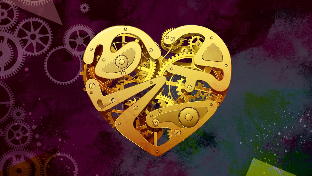 Die Kraft der inneren Uhr Illustration eines mechanischen Herzens