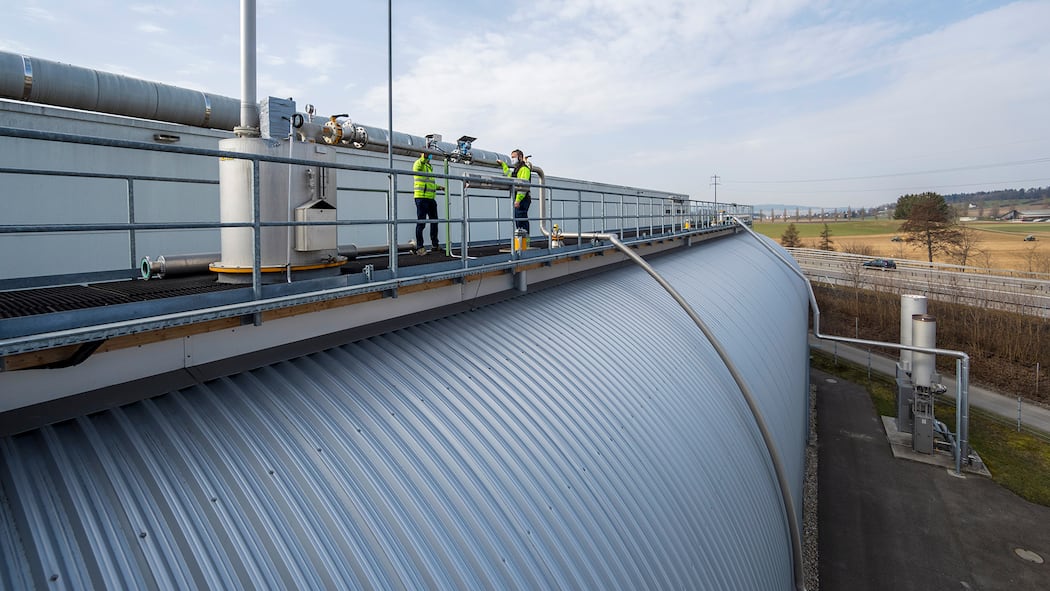 Wie ein Kuhmagen – nur viel grösser Die Kompogasanlage Winterthur am Donnerstag, 4.3.2020. (Beobachter/Alessandro Della Bella)