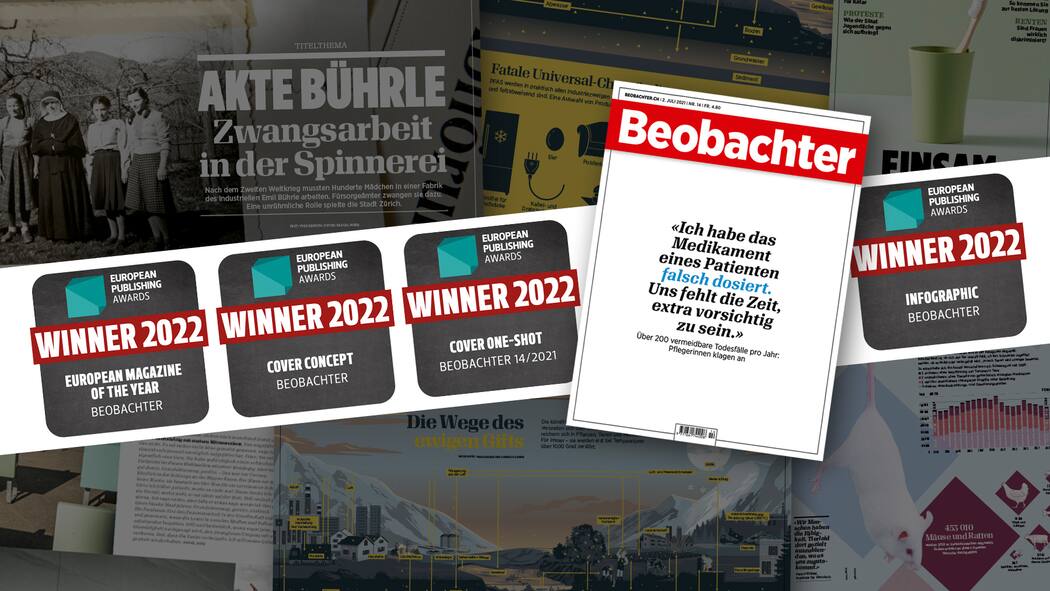 4 europäische Medienawards für den Beobachter 4 European Publishing Awards 2022 für den Beobachter