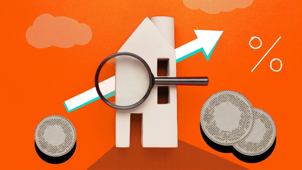 Anfechten kann sich auszahlen Ein kleines Haus steht vor einem roten Hintergrund, auf dem ein Pfeil nach oben zeigt sowie Frankenstücke daneben liegen. Wer in eine Mietwohnung zieht und befürchtet, dass der Mietzins missbräuchlich hoch sein könnte, hat gute Chancen auf eine Anfechtung des Anfangsmietzinses.