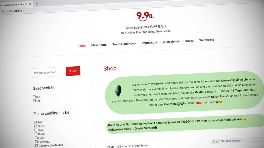 Unseriöser Onlineshop liefert nicht Onlineshop 9.90CHF