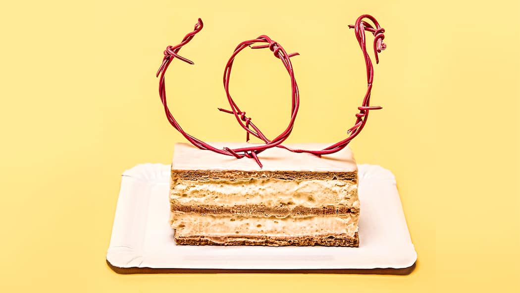 Du bist, was du nicht isst Stacheldraht auf Cremeschnitte