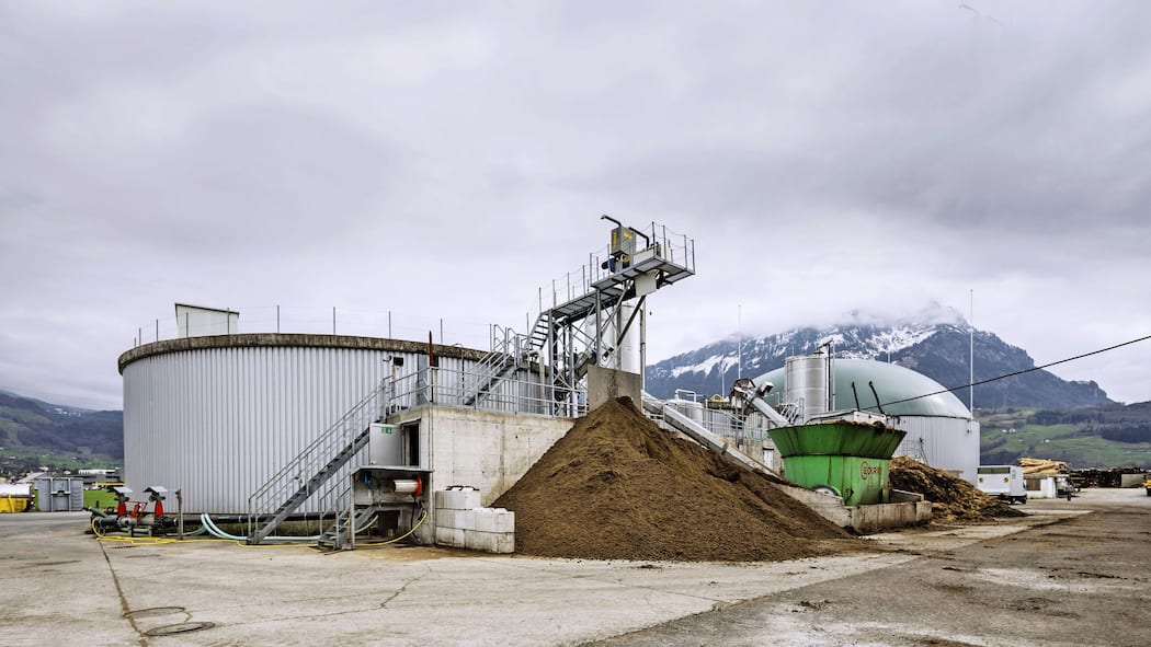 Ökoalternative mit einem Haken Biogas Anlage der Agro Energie Schwyz in Ibach am 21. Maerz 2017. (KEYSTONE/Gaetan Bally)