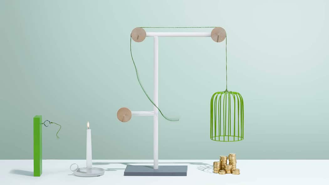 Ein Ausweg aus der Schuldenfalle Based on the Rube Goldberg machines where simple tasks are made complicated