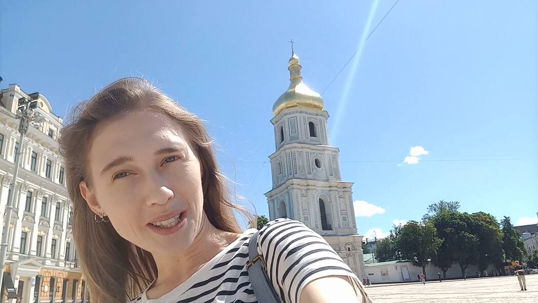 Повернення додому Kateryna Potapenko auf dem Sophienplatz in Kiew.