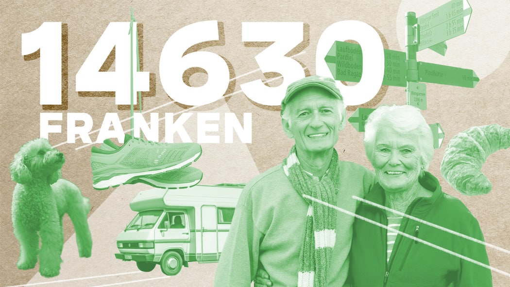 «Wir sparen nicht mehr, sondern geben unser Geld bewusst aus» Illustration Collage Abrechnung, Folge 54: Rentner-Ehepaar