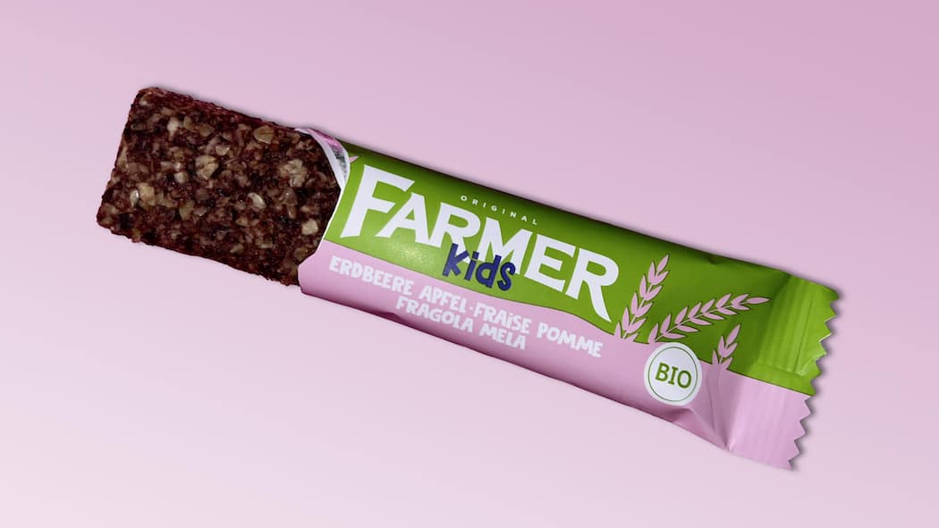 Der Kinder-Farmer-Riegel ist eine Falle Migros Kids-Farmerriegel Erdbeer-Apfel