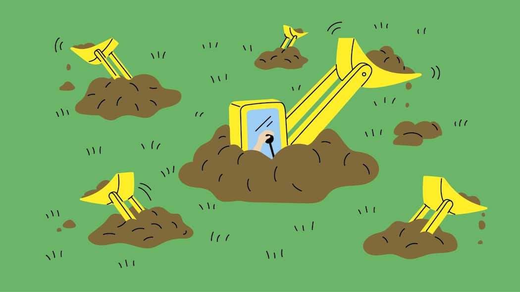 Die geheimnisvolle Baustelle in Nachbars Garten Bagger wühlt den Rasen auf