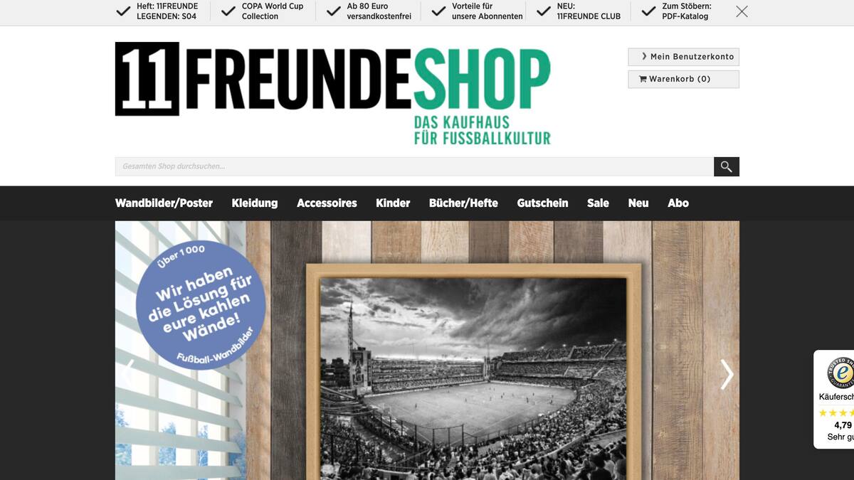 Screenshot der Website 11FreundeShop