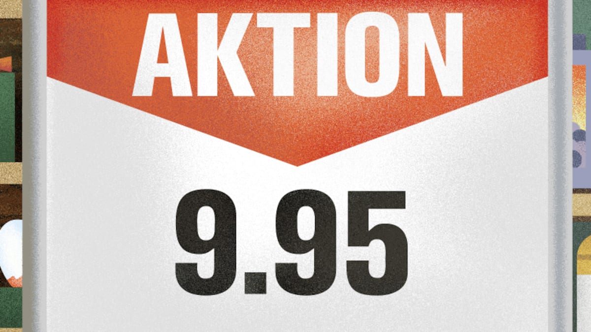 Illustration Preisschild in einem Laden. Ungerundete Preise. Wenn ein Produkt statt 10 Franken Fr. 9.95 kostet, erscheint es viel günstiger, als dies tatsächlich der Fall ist. Denken Sie daran, wenn Sie Preise vergleichen.