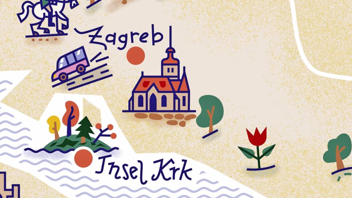 Illustration Zugreisen in Europa Zagreb und Krk