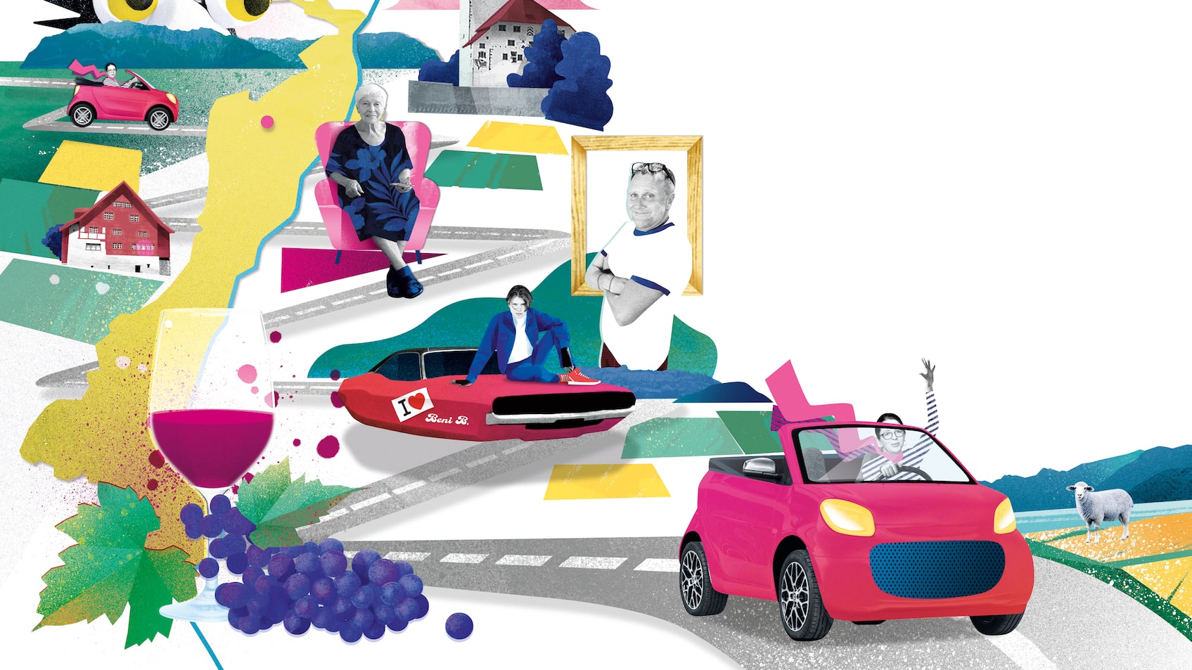 Illustration: Roadtrip durchs Rheintal