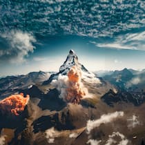 Kommt das digitale Ende der Welt? Das Matterhorn als Vulkan – dieses Bild wurde mit künstlicher Intelligenz hergestellt – in Sekundenschnelle