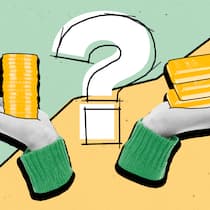 Warum das beliebte Goldvreneli kein kluges Investment ist Auf zwei offen liegenden Händen liegt ein Stapel Goldmünzen und ein Stapel kleiner Goldbarren vor einem Kursdiagramm, das nach oben zeigt - Zurzeit liegt der Goldpreis auf einem Rekordwert von über 100’000 Franken pro Kilogramm. Was interessierte Käuferinnen und Käufer jetzt wissen müssen und was der Beobachter-Finanzexperte zu Gold als Geldanlage rät.