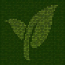 Die Experten stünden bereit Illustration: Pflanze mit Binärcodes im Hintergrund