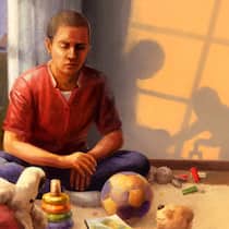 Sterben ohne ein Adieu Illustration von Frau mit Krebs, die vor Spielzeug sitzt. Eine 38-jährige Frau hat Brustkrebs im Endstadium. Ihren vierzigsten Geburtstag wird sie kaum noch erleben. Nun hat das Regionalgericht entschieden: Sie darf ihre vier Kinder nicht mehr sehen.