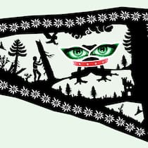 Schwarzarbeit im Zauberschloss Ein Junge und ein Schloss neben einem Frosch mit übergrossen Augen und Halsband umrahmt von Edelweiss. Rechtliche Einordnung von der Sage Das Fröschlein mit dem roten Halsband