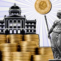 Der grösste Brocken geht an die soziale Wohlfahrt Ein Geldstapel vor dem Bundeshaus. In der Wintersession bespricht das Parlament das Bundesbudget.