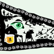 Das Schweigen der Gebäudeversicherung Ein Mann mit Gehstock und eine Kuh umrahmt von Edelweiss und eine gelbe Tasse mit Gefahrenzeichen. Rechtliche Einordnung von Der Spuk am Urdensee