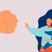 Mehr Schutz vor häuslicher Gewalt für Migrantinnen Illustration einer Faust, die sich gegen eine Frau mit Kind wendet. Künftig sollen Migrantinnen, die häusliche Gewalt erleben, besser geschützt werden.