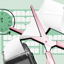 Kann ich die vorläufige Steuerrechnung abändern lassen? Eine Schere zerschneidet einen leeren Beleg vor einer Uhr, die 5 vor 12 Uhr zeigt. Wie man eine vorläufige Steuerrechnung anpassen lassen kann.